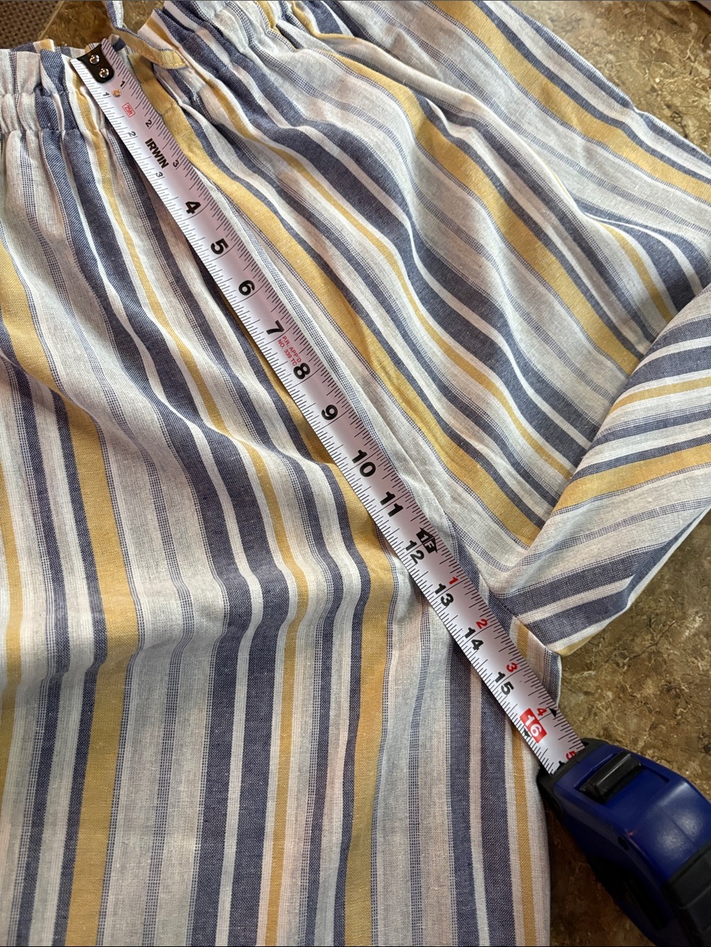 PAPILLON Striped Blue and Yellow Drawstring WIDE LEG Pants NWT size L - Picture 11 of 11